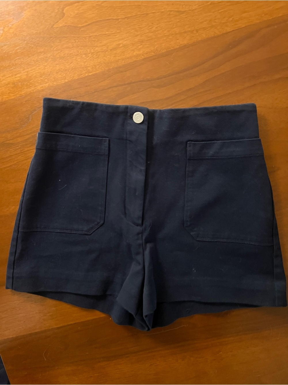 Wilfred Navy High-Waist Pocket Shorts